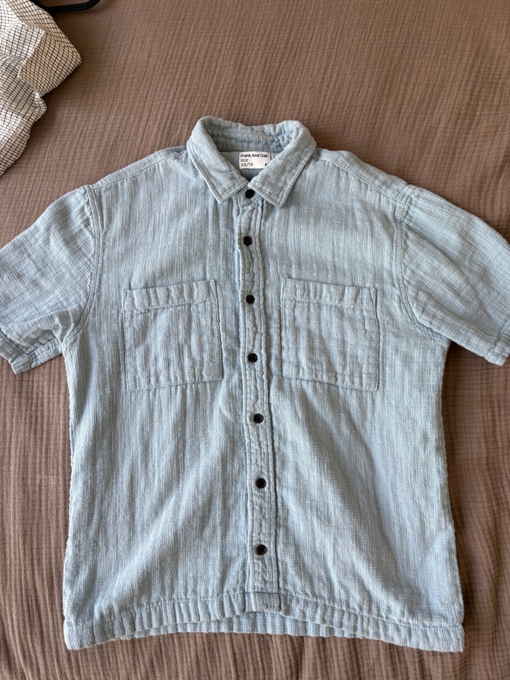 Frank and Oak Short Sleeve cropped Button Up